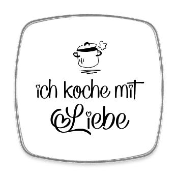 Kochen mit Liebe - Viereckiger Kühlschrankmagnet - Weiß - Vorne