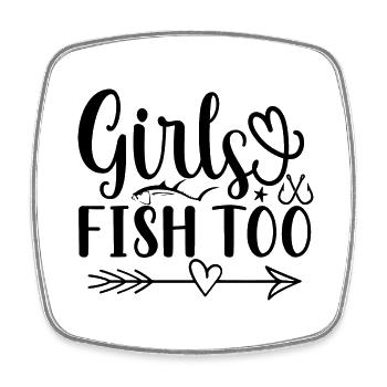 Girls also fish angler angler offspring - Square fridge magnet - white - Front