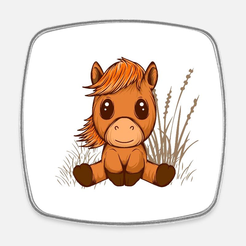 Pferd süß Mädchen Pferde reiten Geschenk niedlich - Viereckiger Kühlschrankmagnet - Weiß