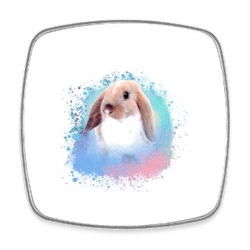 lapin, lapin, rose, graffiti, peinture, - Magnet carré - blanc - Devant