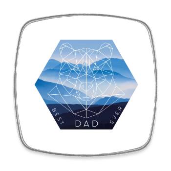 Best Dad Strong Bear Papa - Square fridge magnet - white - Front