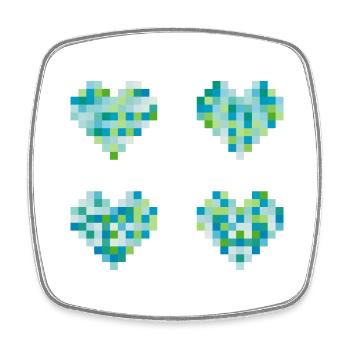 4 Pixel Herzen - neon pastel Farben - blau - grün - Viereckiger Kühlschrankmagnet - Weiß - Vorne