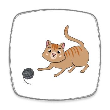 Cat with wool - Square fridge magnet - white - Front