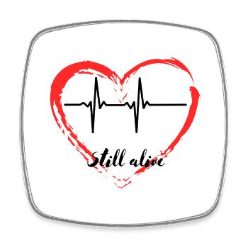 Heartbeat Heart Life Still Alive Pulse Heart Love - Square fridge magnet - white - Front