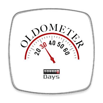 Oldometer 30.Geburtstag - Viereckiger Kühlschrankmagnet - Weiß - Vorne