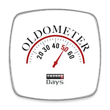50.Geburtstag Oldometer - Viereckiger Kühlschrankmagnet - Weiß - Vorne