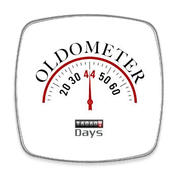 Oldometer 44.Geburtstag - Viereckiger Kühlschrankmagnet - Weiß - Vorne