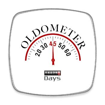 OLDOMETER 45.Geburtstag - Viereckiger Kühlschrankmagnet - Weiß - Vorne