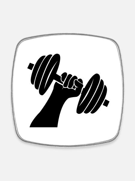 Dumbbell Weights - Square fridge magnet - white