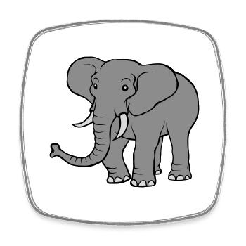 Großer grauer Elefant - Viereckiger Kühlschrankmagnet - Weiß - Vorne