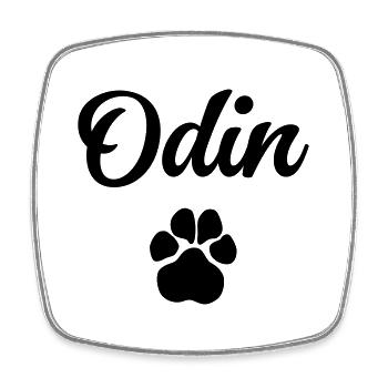 Dog name ODIN with paw - Square fridge magnet - white - Front