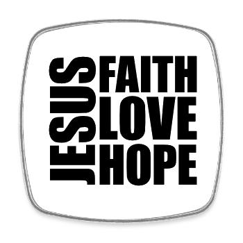 Jesus Faith Love - Square fridge magnet - white - Front