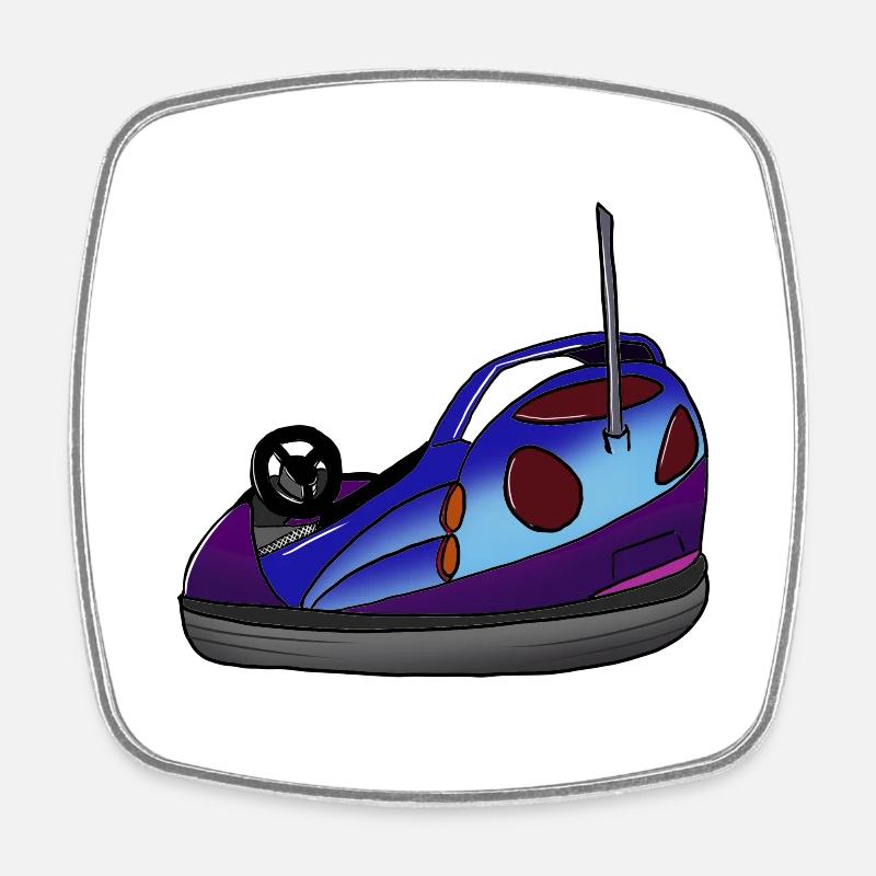 Bumper car retro - drawn - Square fridge magnet - white