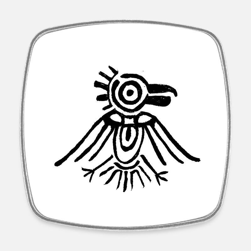 Oiseau aztèque - Magnet carré - blanc