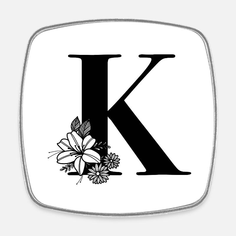 Buchstabe K - Viereckiger Kühlschrankmagnet - Weiß