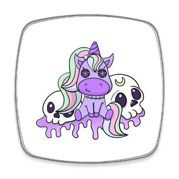 Pastel goth creepy witchy unicorn now goth bubble - Square fridge magnet - white - Front