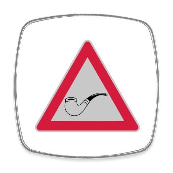 Schild Vorsicht Tabakpfeife - Viereckiger Kühlschrankmagnet - Weiß - Vorne