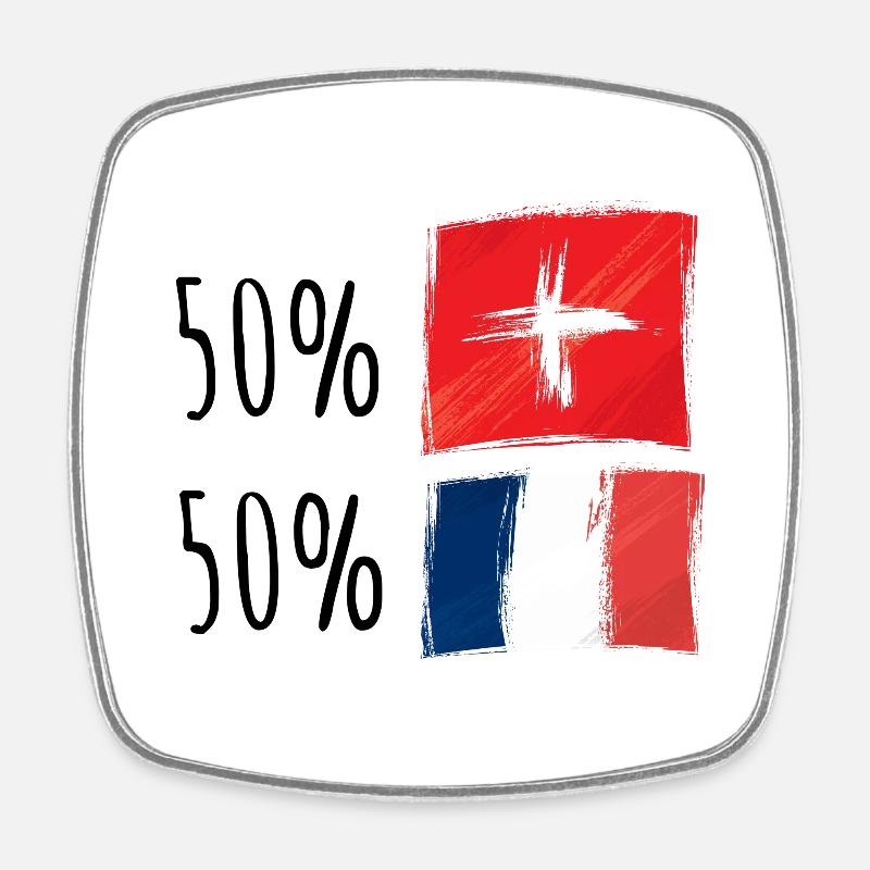 Moitié Français / Moitié suisse - Magnet carré - blanc