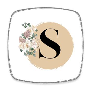 letter S - Square fridge magnet - white - Front