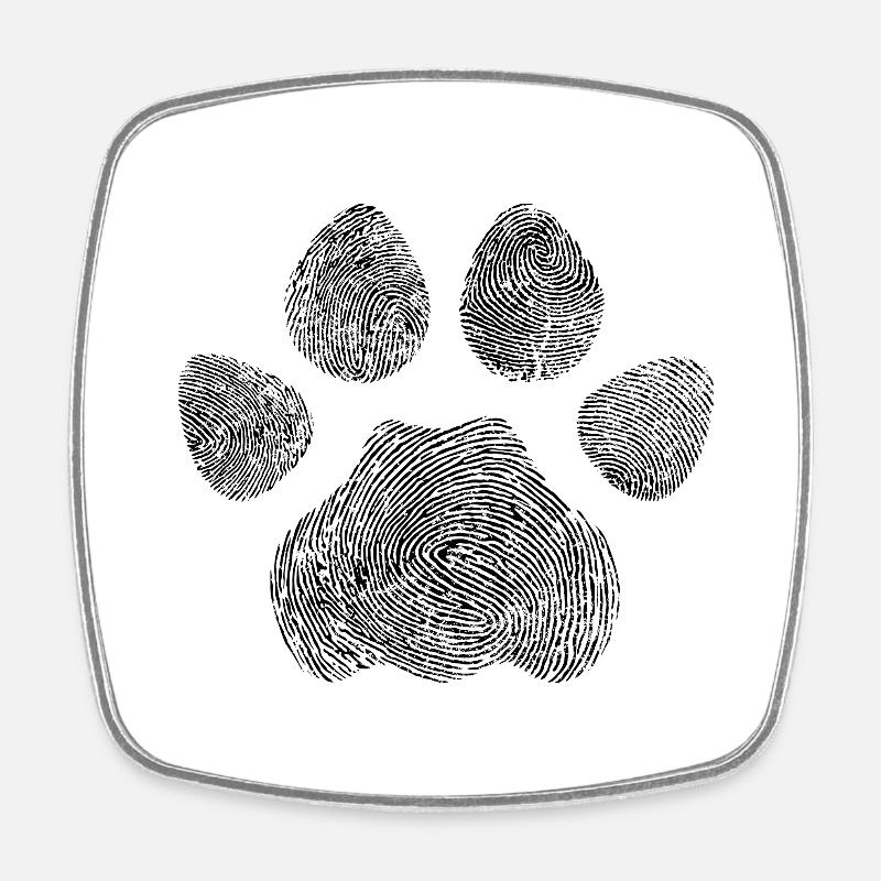 Empreinte chat - Magnet carré - blanc