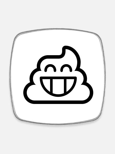 Emoji Poop 1c - Viereckiger Kühlschrankmagnet - Weiß