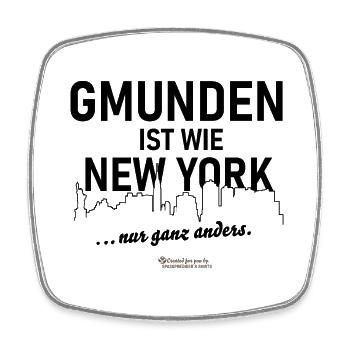 Gmunden ist wie New York - Viereckiger Kühlschrankmagnet - Weiß - Vorne