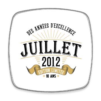 10 Ans Anniversaire Vintage Né(e) en Juillet 2012 - Magnet carré - blanc - Devant