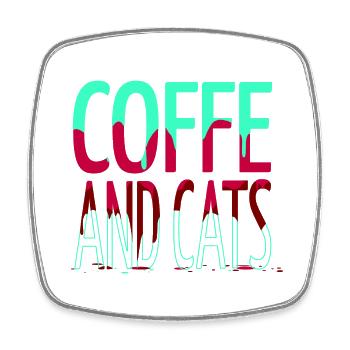 gift business cat tshirts coffee cup aww - Viereckiger Kühlschrankmagnet - Weiß - Vorne