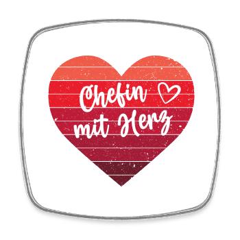 Chefin mit Herz Beste Mama Lieblingschefin - Viereckiger Kühlschrankmagnet - Weiß - Vorne