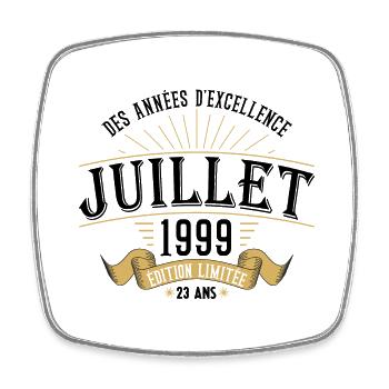 23 Ans Anniversaire Vintage Né(e) en Juillet 1999 - Magnet carré - blanc - Devant