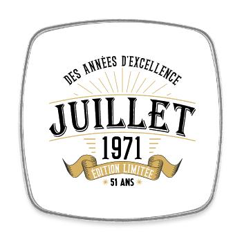 51 Ans Anniversaire Vintage Né(e) en Juillet 1971 - Magnet carré - blanc - Devant