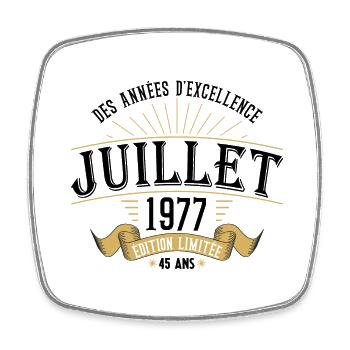 45 Ans Anniversaire Vintage Né(e) en Juillet 1977 - Magnet carré - blanc - Devant