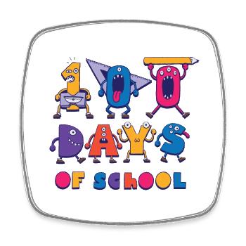 100 Tage Schule 100 Tage Schule Geschenk Inspirati - Viereckiger Kühlschrankmagnet - Weiß - Vorne
