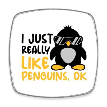J’aime juste les pingouins - Magnet carré - blanc - Devant