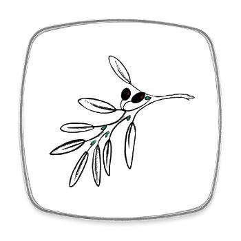 Olives and olive branch, symbol of peace - Square fridge magnet - white - Front