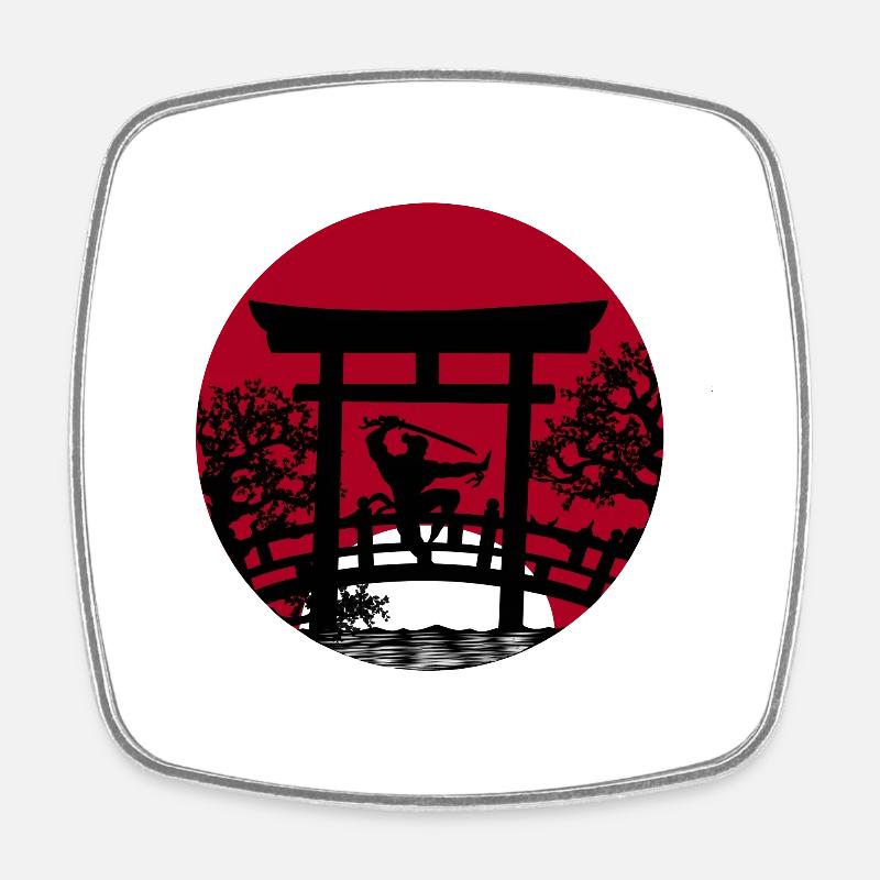 Japan Samurai - Square fridge magnet - white