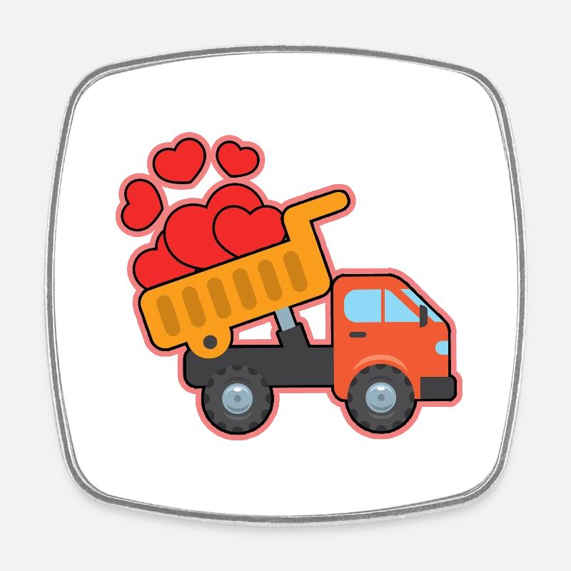 Excavatrice Chantier de construction Ouvrier de la construction Construction Coeur I Cadeau - Magnet carré - blanc
