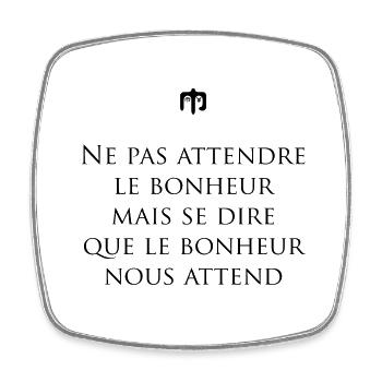 bonheur - Magnet carré - blanc - Devant
