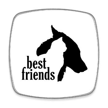 Dog Cat Best Friends Friendship Pets - Square fridge magnet - white - Front