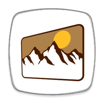 paysage bouclier montagnes silhouette - Magnet carré - blanc - Devant