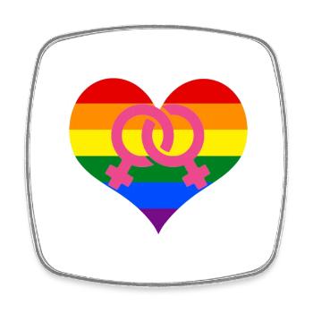 LGBT Lesbian Symbols Rainbow Heart - Square fridge magnet - white - Front