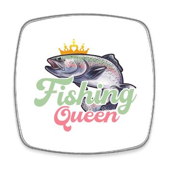 Fishing Queen Fisherman Angler - Viereckiger Kühlschrankmagnet - Weiß - Vorne