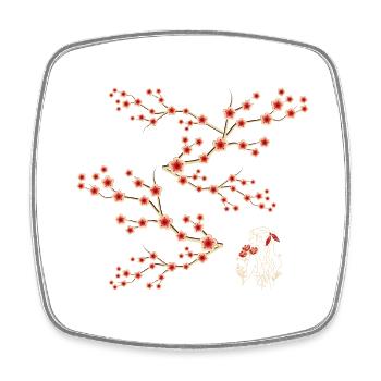 Fleurs Japonaises - Magnet carré - blanc - Devant