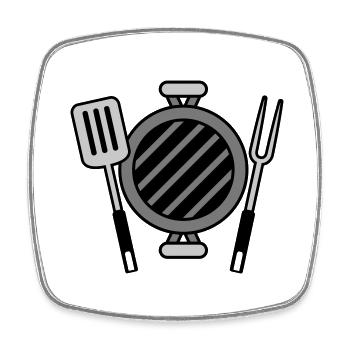 BBQ Grill Master Coal Grill Barbecue - Square fridge magnet - white - Front