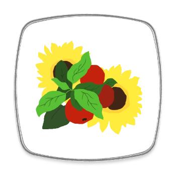 Äpfel und Sonnenblumen - Viereckiger Kühlschrankmagnet - Weiß - Vorne