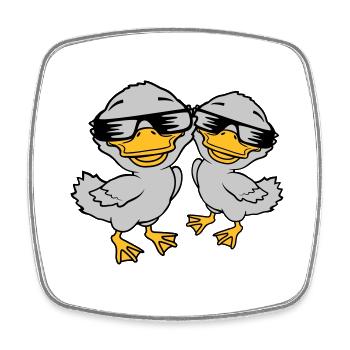 2 Cool Duckling Sunglasses - Square fridge magnet - white - Front