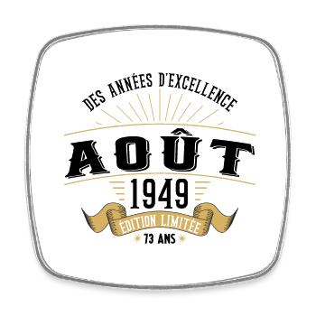 73 Ans Anniversaire Vintage Né(e) en Août 1949 - Magnet carré - blanc - Devant