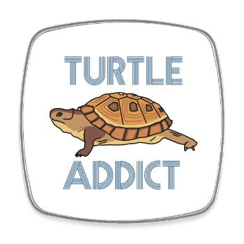Turtle addict - fan de tortue - Magnet carré - blanc - Devant