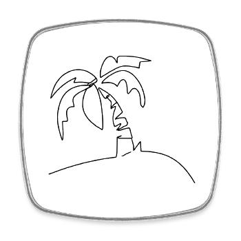 Palm Island Oneline - Magnet carré - blanc - Devant