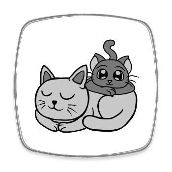 Amis 2 chats l’un sur l’autre - Magnet carré - blanc - Devant